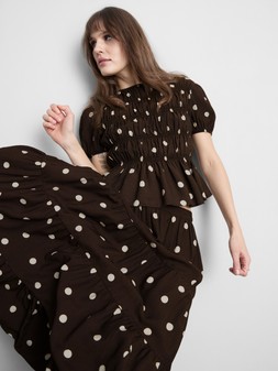PRIMARK SPOTTED TIERED MAXI SKIRT BROWN £14 €16 $20 RON80 PLN70 CZK415 (2)