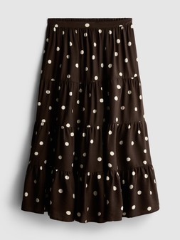 PRIMARK SPOTTED TIERED MAXI SKIRT BROWN £14 €16 $20 RON80 PLN70 CZK415