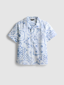 PRIMARK TILE PRINT SHIRT BLUE £8 €10 $14 RON50 PLN43 CZK260