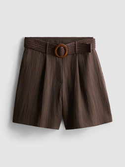 PRIMARK WOVEN BELTED BERMUDA SHORTS BROWN £14 €16 €18 $20 RON80 PLN70 CZK415