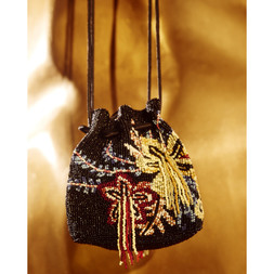 RI Black Drawstring Beaded Bag £49 4