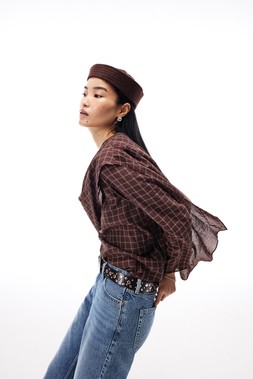 RI Brown Check Cowl Neck Top £42 3