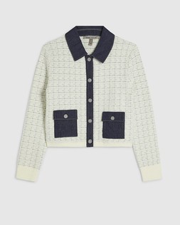 RI Cream Boucle Denim Mix Cardigan £66