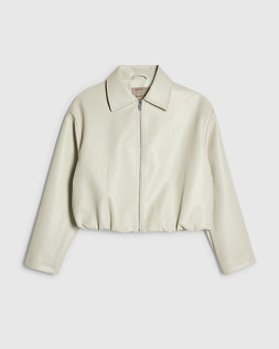 RI Cream Faux Leather Bubble Hem Bomber Jacket £54