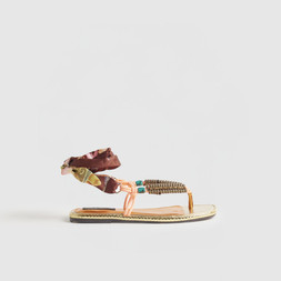 RI Pink Scarf Tie Rope Flat Sandals £49 5