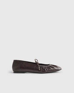 RI Red Leather Ruched Ballet Pumps £44