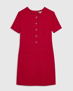 RI Red Short Sleeve Scallop Trim Mini Dress £39