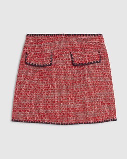 RI Red Whipstitch Boucle Mini Skirt £39