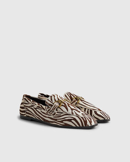 RI White Leather Zebra Loafers £56