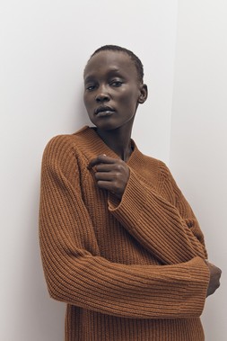 Tu-AW26-Model-39 - Brown Premium Lambswool Envelope-Neck Jumper, £38