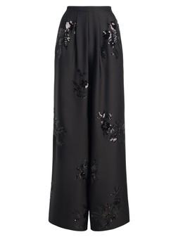 Tu Black Satin Sequin Embroidered Pleated Trousers £28