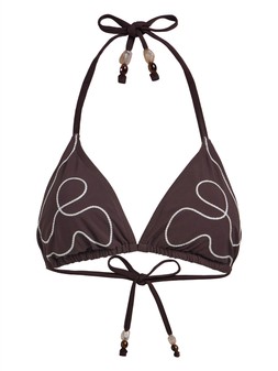 Tu Brown Embroidered Triangle Bikini Top, £14