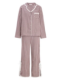Tu Burgundy Gingham Brushed Woven Traditional Pyjama Set £24
