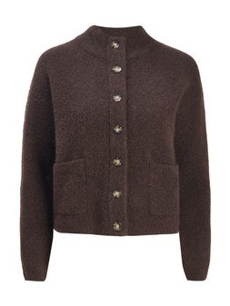 Tu Dark Brown Alpaca-Blend Boxy Pocket Cardigan £28