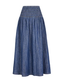 Tu Dark Denim Linen-Blend Shirred Full Skirt, £22.50
