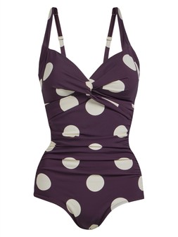 Tu Dark Purple Polka Dot Print Low‑Leg Swimsuit, £18