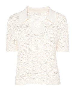 Cream Pointelle Collar Tee &pound;20