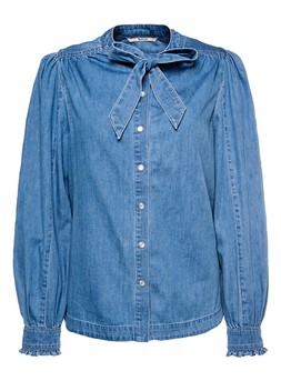 Tu Denim Tie Neck Blouse, &pound;20