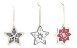 Habitat 6pk - Flat Printed Wooden Star Decs, £5, 7272965 1