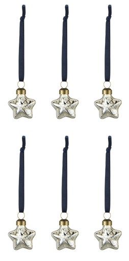 Habitat 6pk Silver Glass Star Decs, £5, 7354931 1