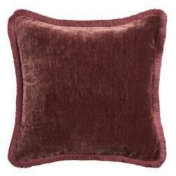 Habitat Fringed Chenille Cushion 50X50 Burgundy 7750858 £14