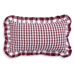 Habitat Gingham Frill Cushion Berry 30x50, £12, 7483967 2