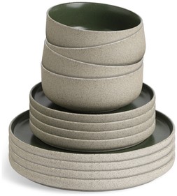 Habitat Matte Raw Edge 12pc Dinner Set Green, £38, 7161454 1