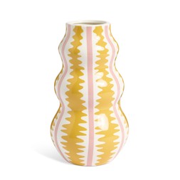 Habitat Pink & Yellow Stripe Ceramic Wiggle Vase 7737091 £14