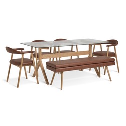 Habitat Zela Table & 4 Tan Lex Chairs & 1 Lex Tan Bench, £900, 7126121 2