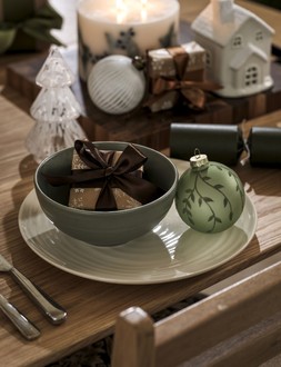 Festive Timeless Dining - Festive Timeless Dining -  Habitat Textured Ripple 12pc Stoneware Dinner Set – Sage, &pound;55 Habitat Textured Ripple 12pc Stoneware Dinner Set – Cream, &pound;40