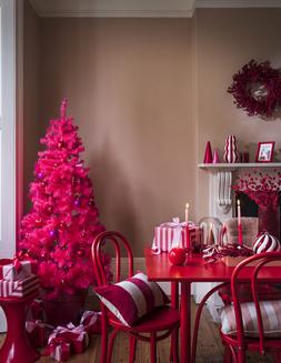 Red Pink Tonal Christmas - Home 6ft Tree – Hot Pink, &pound;60 Habitat Larsa 6-Seater Solid Birch Dining Table – Red, &pound;300