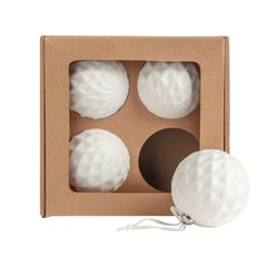 Habitat 4-pack White Flocked Baubles, £4, 144518191