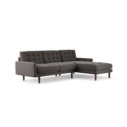 Habitat Fenner 4 Seater RH Chaise Velvet Slate Grey Dark Leg 2