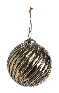Habitat Single Decoration - Glass Beaded Gold Bauble, £5, 144613076