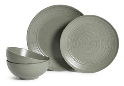 Habitat Textured Ripple 12 Piece Stoneware Dinner Set - Sage, £55, 4353492
