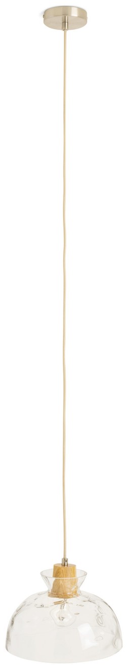 Habitat Vanern Dimple Glass & Wood Pendant Light - Clear, £32, 4889643