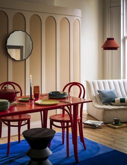 Kaleidoscopic Joy - Habitat 60 Larsa 6 Seater Solid Birch Dining Table – Red, &pound;300 Habitat 60 Larsa Pair of Solid Wood Dining Chairs – Red, &pound;160
