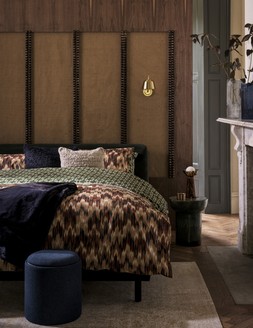 Opulent Embers Bedroom - Habitat Julien Cord Double Bed – Green, &pound;350 Habitat Bali Side Table – Green, &pound;140
