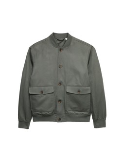 Autograph Cotton Linen Blend Bomber, Dark Olive, £75