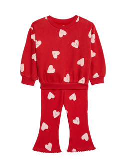 M&S 2pc Cotton Rich Heart Top & Bottom Outfit (0-6 Yrs) £16
