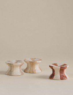 M&S 3 Pack Striped Ceramic Dinner Candle Holders £12.50