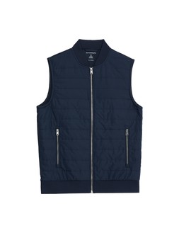 M&S Autograph Cotton Rich Zip Up Quilted Gilet with Stormwear™, Navy,£39