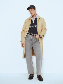 M&S Coat £99, M&S Rugby £35, M&S Shirt £32, M&S Jeans £35, Hat £16, Belt £15, Watch £45, Shoes £85
