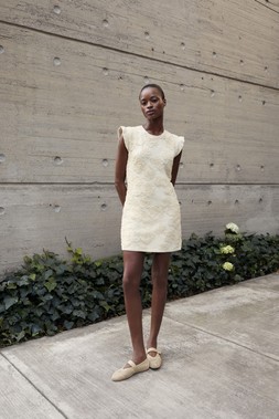 M&S Collection Textured Floral Mini Knitted Dress £70, Ballet Shoe £40