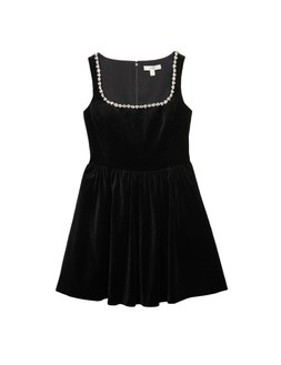 marks & spencer cotton rich velvet embellished mini skater dress