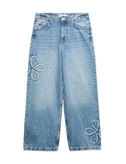 M&S Floral Embroidered Wide Leg Denim Jeans (6-16 Yrs) £22