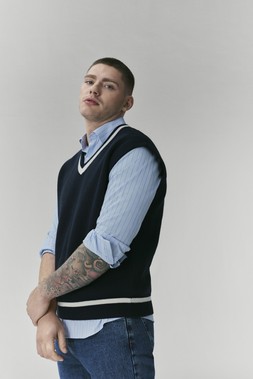 M&S Vest £30, Shirt £30, Jean £35, Loafer £65