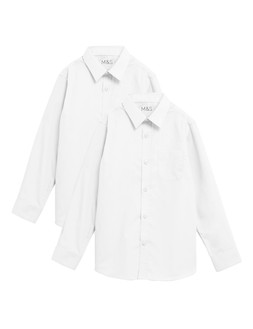 M&S 2pk Boys Non-Iron School Shirts 2-18 Yrs £9-15