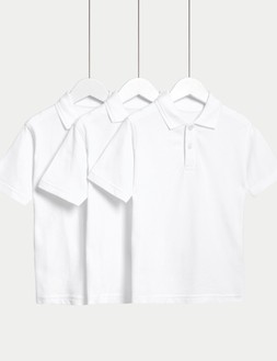 M&S 3pk Unisex Stain Resist School Polo Shirts 2-18 Yrs £7-15