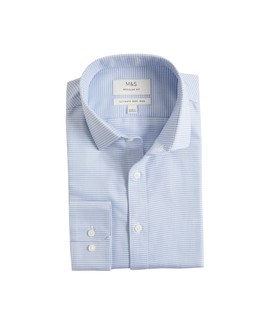 M&S Collection Regular Fit Ultimate Non Iron Textured Shirt Light Blue £40